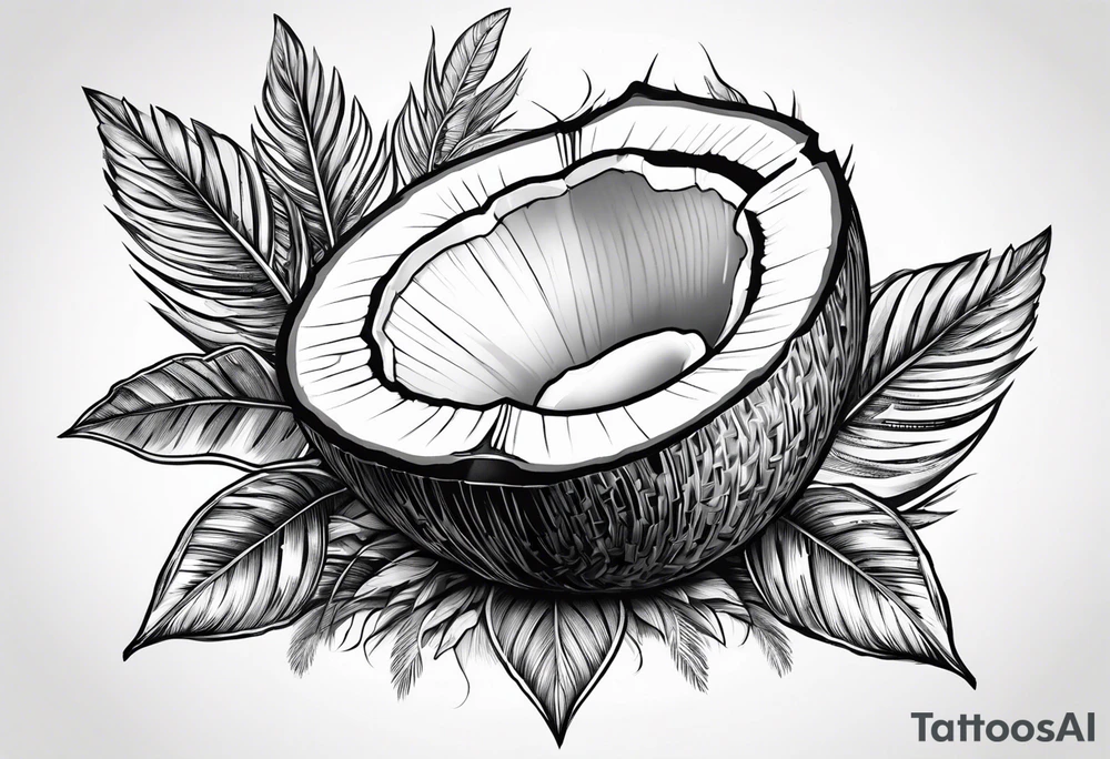 coconut split open tattoo idea