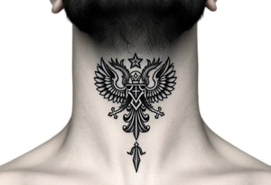 russian christian orthodox military neck design front facing tattoo idea