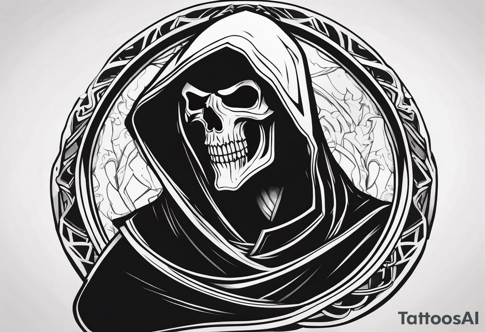 Scary reaper smiling tattoo idea
