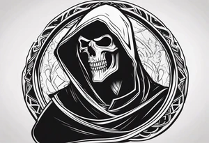 Scary reaper smiling tattoo idea
