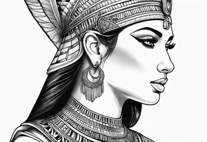 Side profile of cleopatra
 and cat tattoo idea