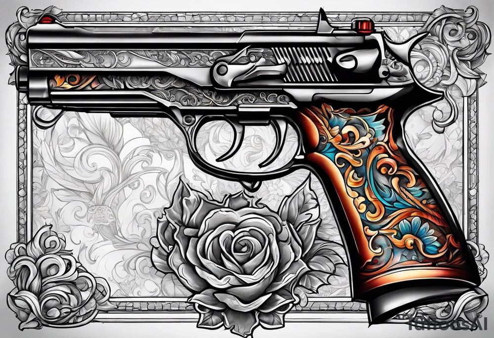 The letters AR with a pistol on each side tattoo idea