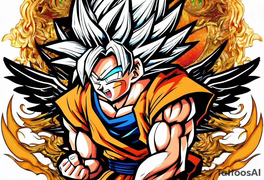 Son Goku with wings tattoo idea