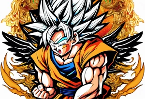 Son Goku with wings tattoo idea