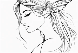 Minimal Fairy profile line tattoo idea