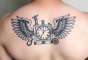 Slot machine with pocket watch and compass and angel wings tattoo idea