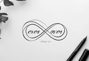 infinity symbol and the words EVEN IF type font tattoo idea