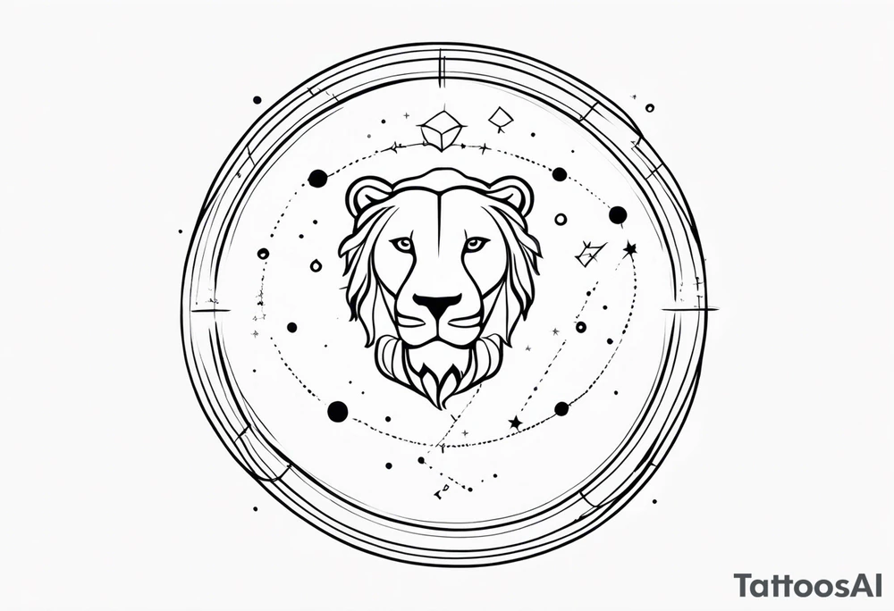 Leo zodiac sign and all of its elements including the constellation on a back tatto tattoo idea