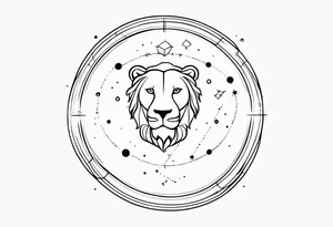 Leo zodiac sign and all of its elements including the constellation on a back tatto tattoo idea