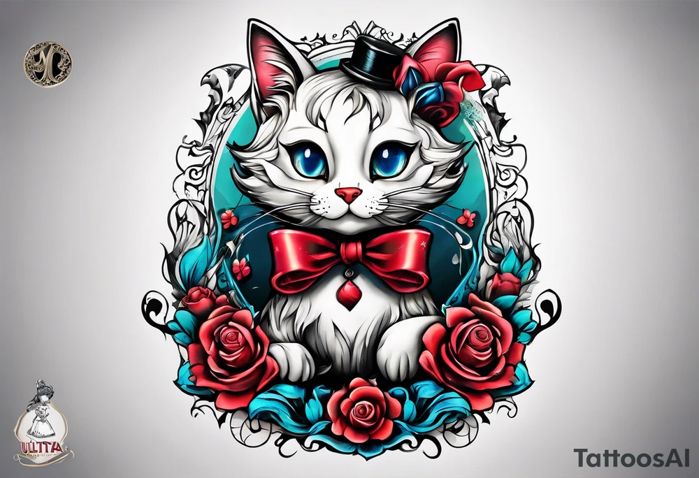 alice in wonderland cat tattoo idea