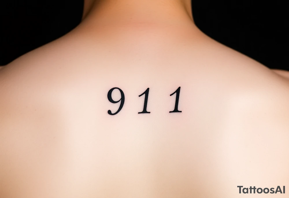 Dainty creative girly way to write the numbers 9 1 1 tattoo idea