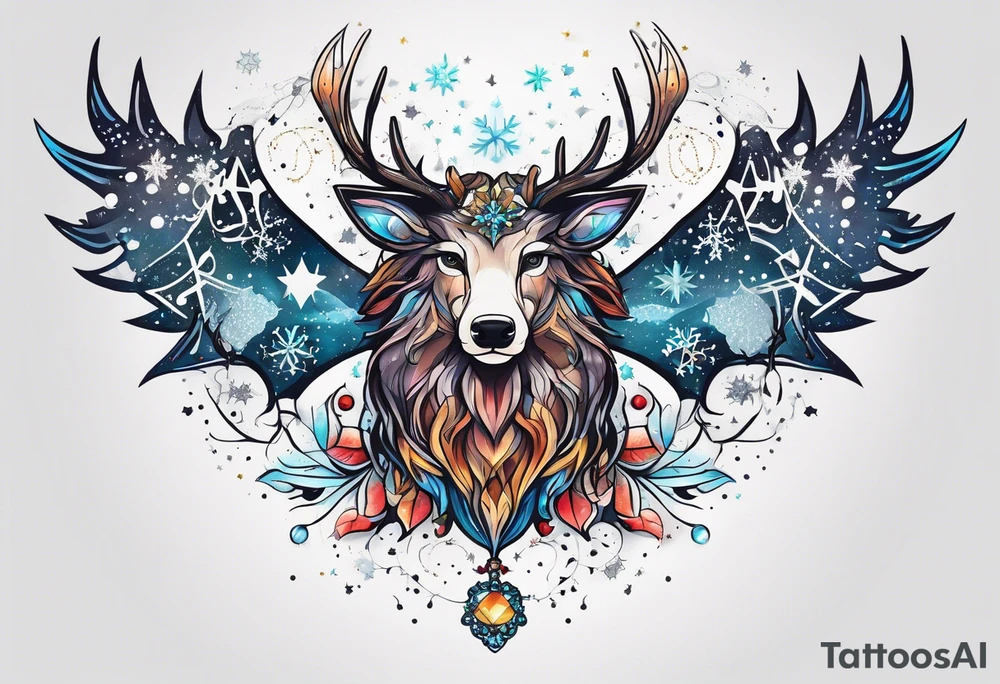 Constellation, animal, snowflake tattoo idea