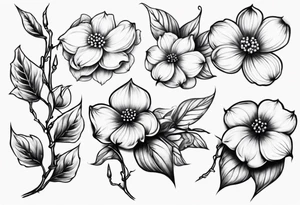 Dogwood flowers music pick tattoo idea