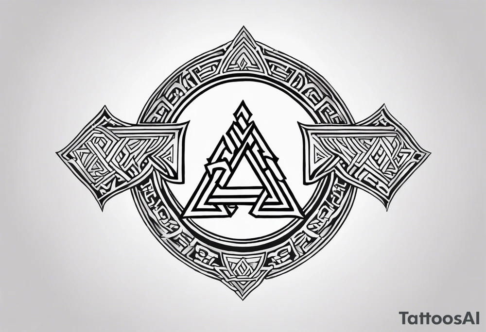Valhalla  round shield axe
Valknut tattoo idea