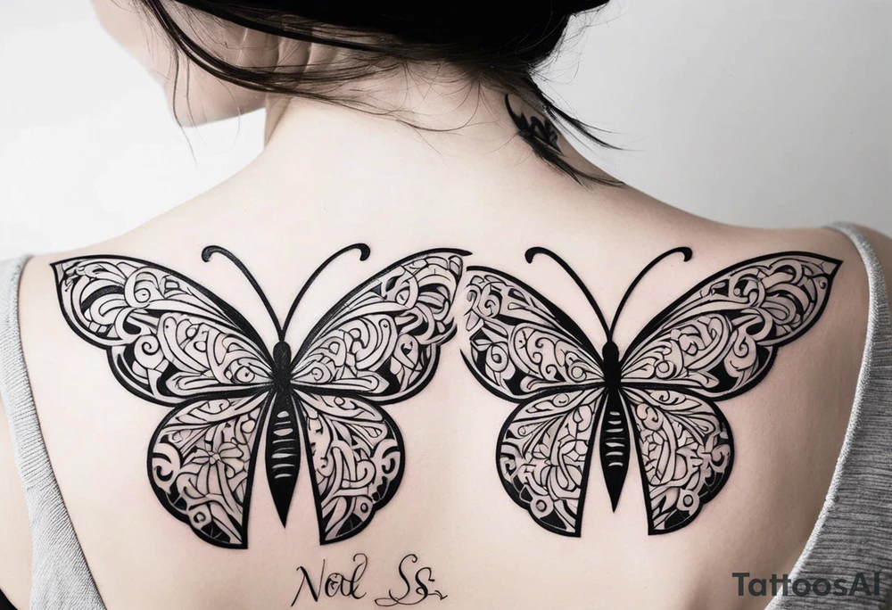 word N & S with butterfly tattoo idea