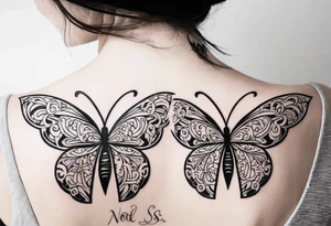 word N & S with butterfly tattoo idea