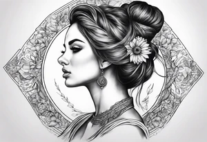 Collarbone tattoo based on evolution of woman tattoo idea