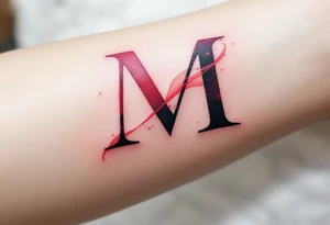 A flame-tipped "M" in gradient red to black, suggesting intensity and strength. tattoo idea