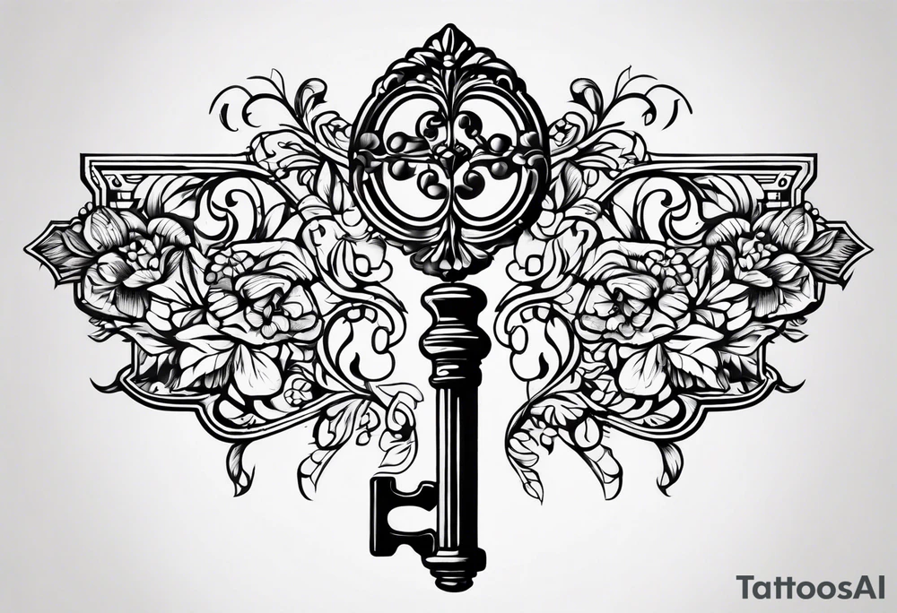A vintage key tattoo idea