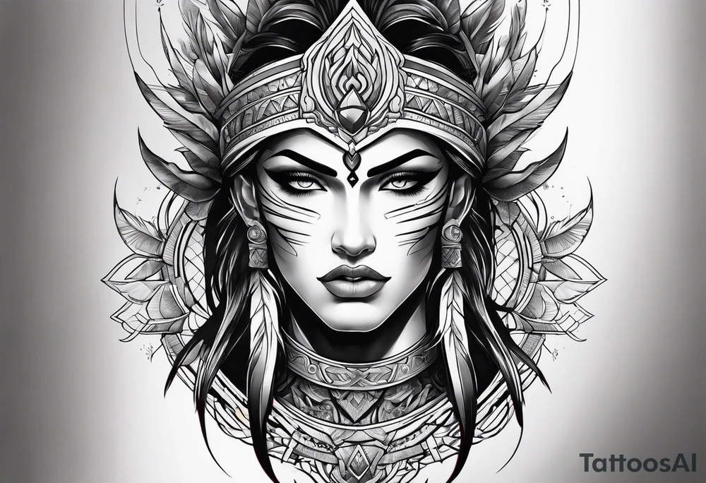 Powerful majestic warrior tattoo idea