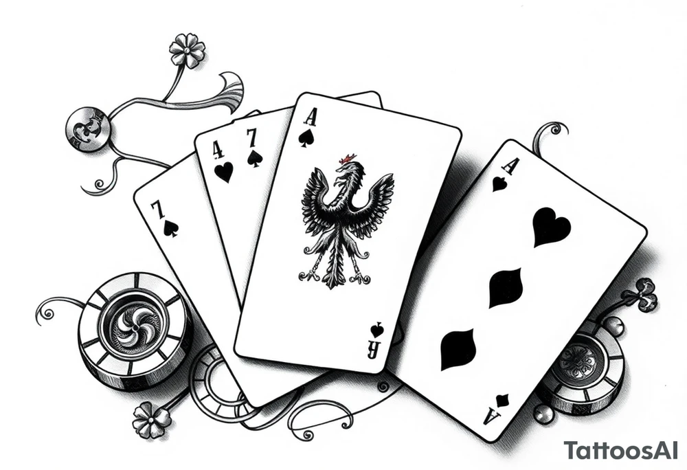 Poland symbol and poker cards Add casino money to it. tattoo idea
