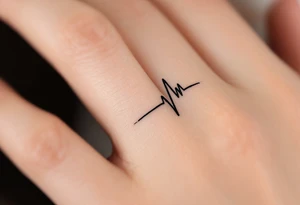 A minimalist black titanium band with a subtle engraved heartbeat line, capturing the rhythm of love. tattoo idea