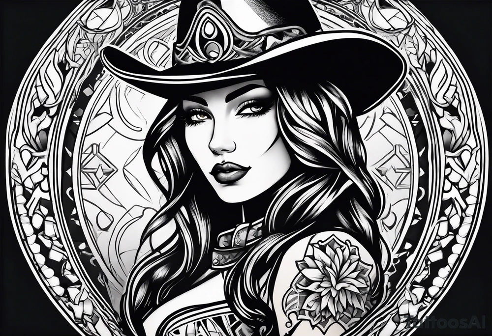 Neotraditional cowgirl tattoo tattoo idea