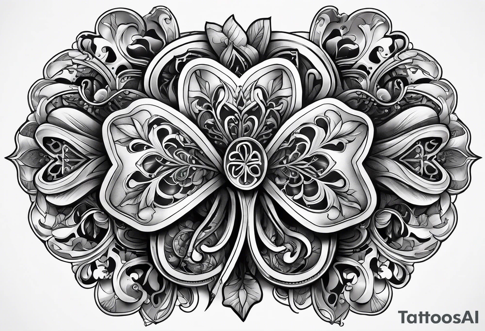 Mechanical Four leaf clover tattoo idea