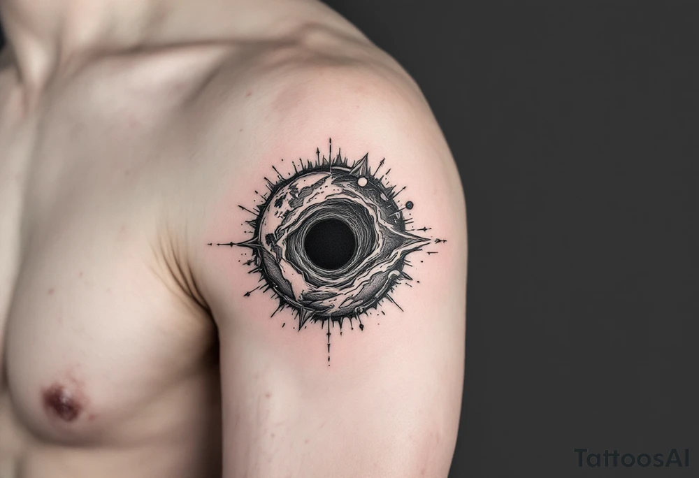 2 different worlds on both sides of a black hole tattoo idea