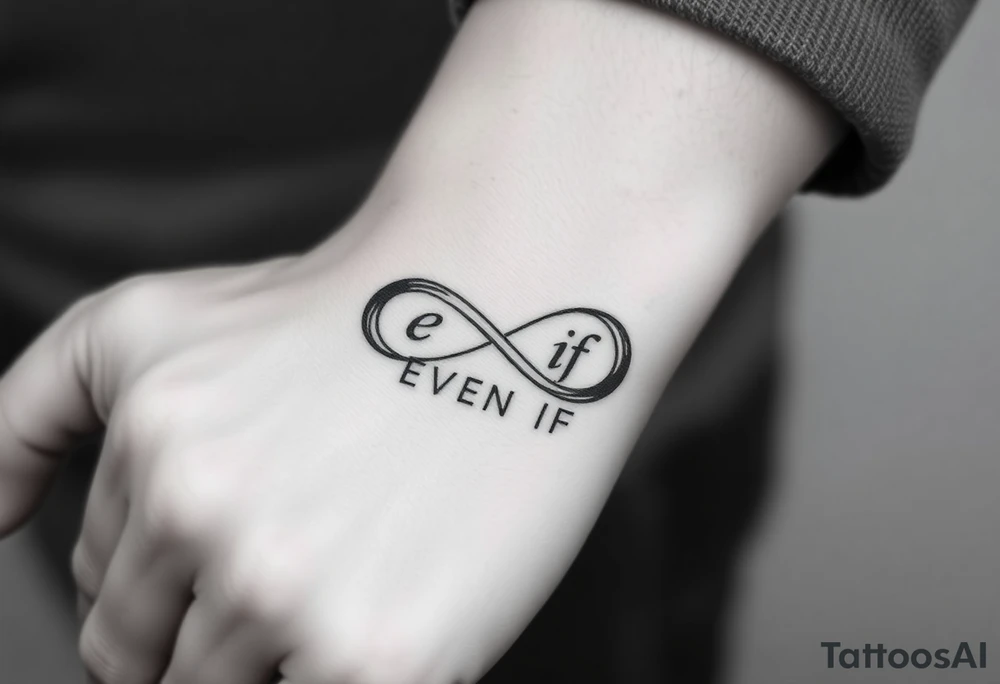 unique infinity symbol with words "EVEN IF" tattoo idea