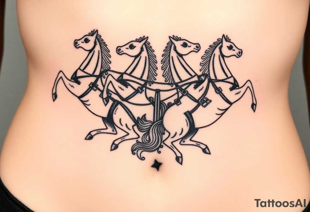 Symmetrical rearing Roman chariot horses tattoo idea