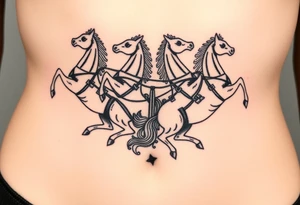 Symmetrical rearing Roman chariot horses tattoo idea