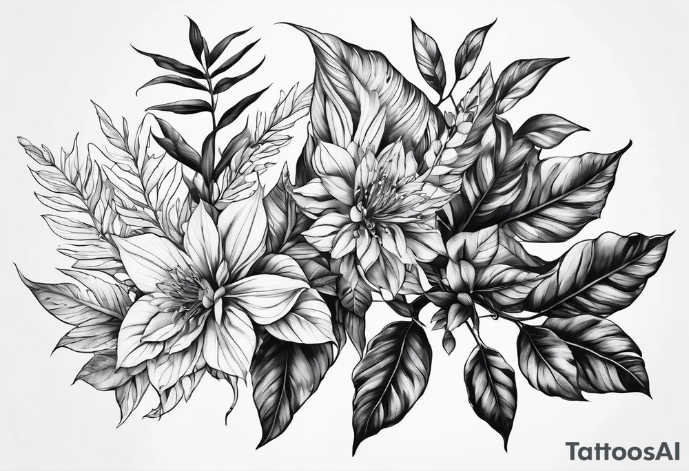 plant leaf skeleton tattoo idea