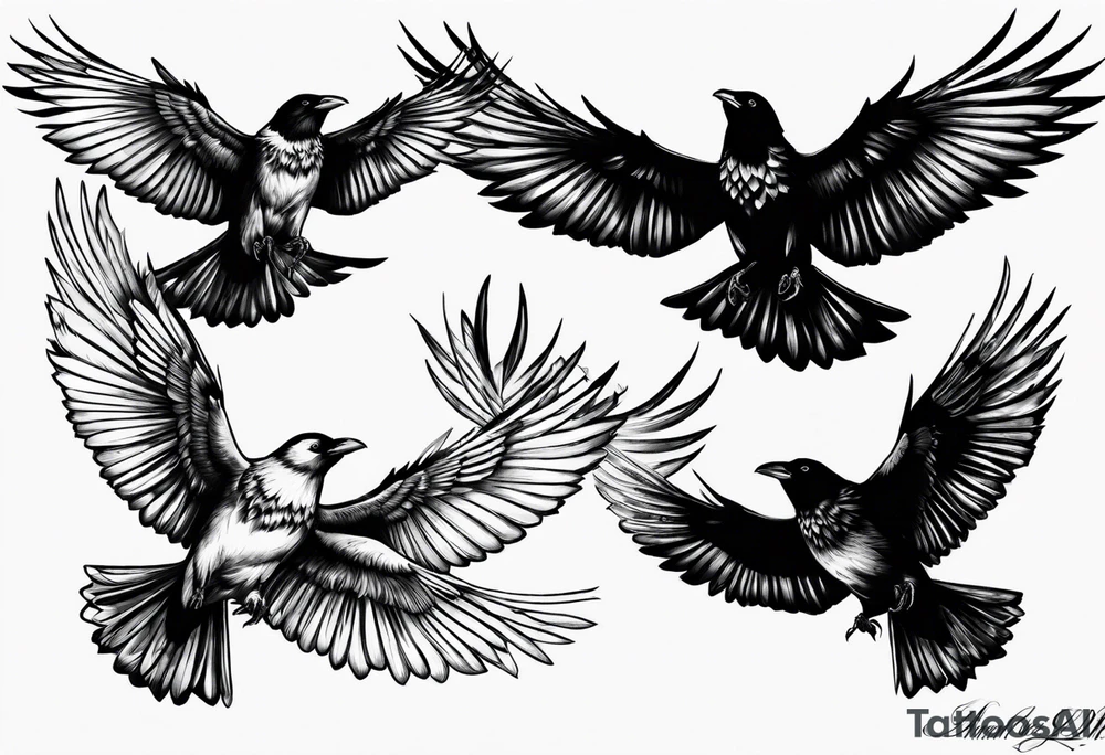 3 Flying Crows tattoo idea