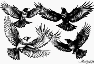 3 Flying Crows tattoo idea