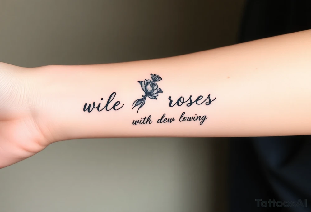 vintage bouquet of wild roses and meadow flowers with morning dew tattoo idea