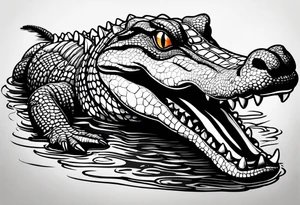 Alligator floating in the water with a shadow as viewed from above tattoo idea