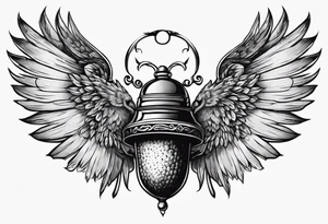 acorn with wings and halo tattoo idea