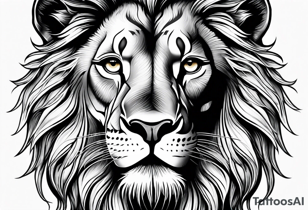 powerful majestic lion, close-up tattoo idea