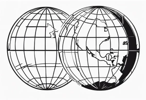 spherical globe simple map breaking glass tattoo idea