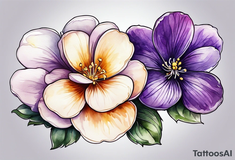 Small Violet flower made with fingerprint tattoo idea
