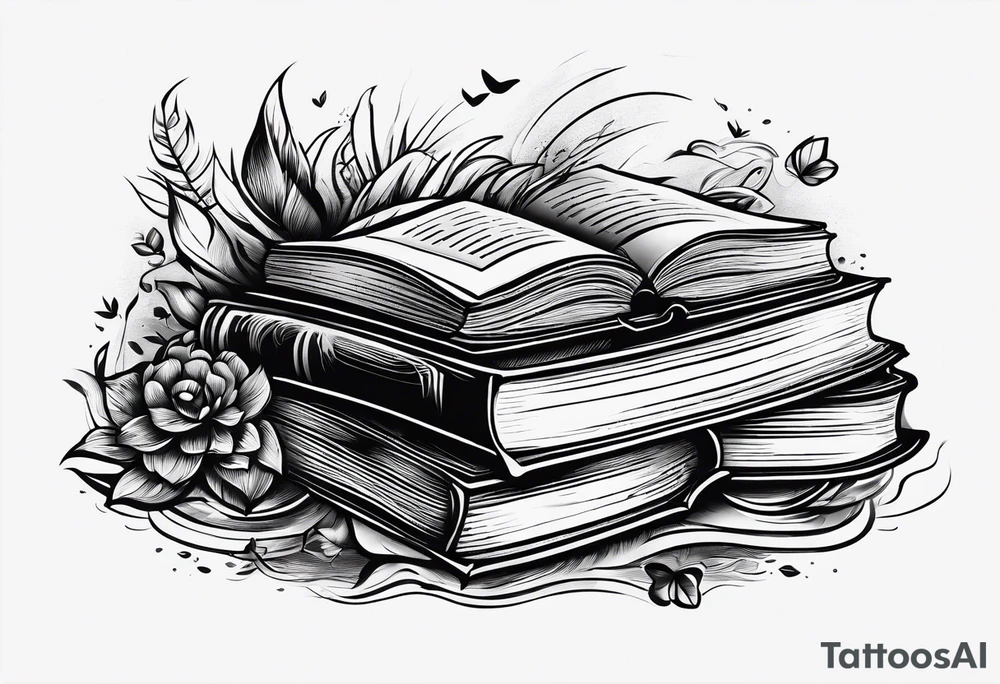 Piles of books tattoo idea