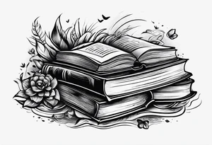 Piles of books tattoo idea