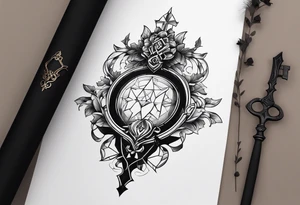 Renard sur un fond boussole. Il faut une clé ( style keyblade dans kingdom hearts. Tatouage sur l'avant bras tattoo idea