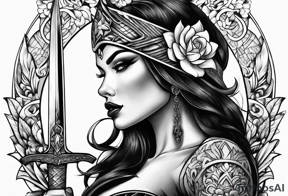 Dagger,women on the blade, Chicano girl tattoo idea