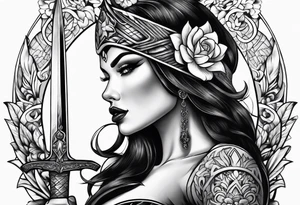 Dagger,women on the blade, Chicano girl tattoo idea