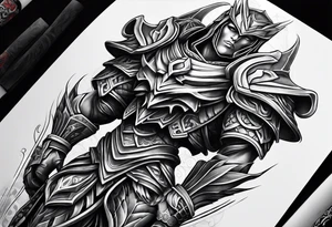 leg sleeve armor tattoo idea