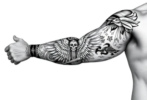 Egyptian theme . Add more elements. I have Egyptian symbols also so I want to connect them tattoo idea