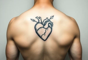 Detailed heart with an arrow inside tattoo idea