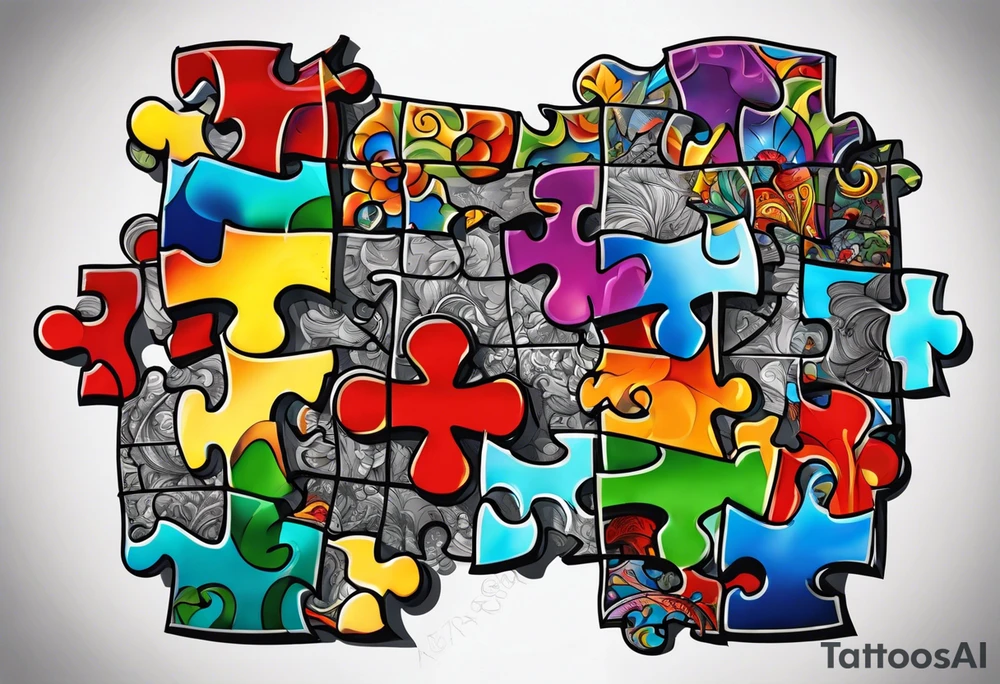 Autism Awareness puzzle piece tattoo idea